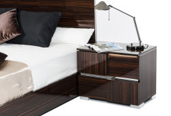Modrest Picasso Italian Modern Ebony Lacquer Nightstand w/ LED Light