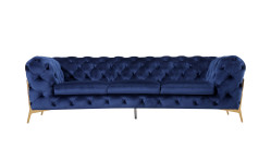 Divani Casa Quincey - Transitional Blue Velvet Sofa