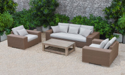 Renava Pelican Outdoor Beige Wicker Sofa Set