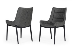  Modrest Roz - Modern Grey Leatherette Dining Chair (set of 2)