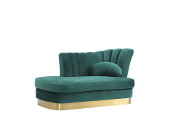 Divani Casa Arvada Modern Green Velvet & Gold Loveseat Chaise