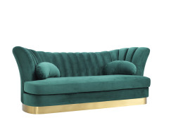 Divani Casa Arvada Modern Green Velvet & Gold Sofa