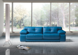 Estro Salotti Santer Modern Blue Leather Sofa Set