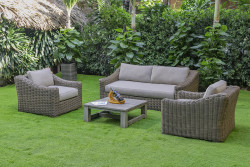Renava Sapelo Outdoor Beige Wicker Sofa Set