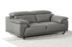 Divani Casa Wolford Modern Grey Leather Loveseat
