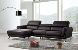 Divani Casa Doss - Modern Black Eco-Leather Left Facing Sectional Sofa