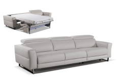 Accenti Italia Snooker - Modern Leather Grey - White Sofa Bed with Recliner