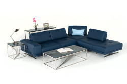 Estro Milano Spazio Italian Modern Blue Leather Sectional Sofa