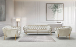 Divani Casa Stella - Transitional Beige Velvet Sofa Set