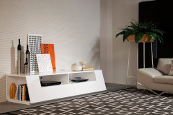 Bavaro Base - Modern White Lacquer TV Entertainment Center