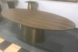 Modrest Emil Modern Oval Walnut & Brass Dining Table