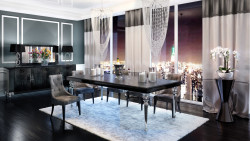 A&X Baccarat Black Crocodile Dining Set