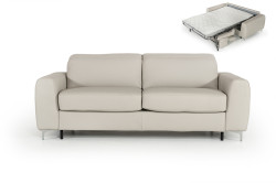 Estro Salotti Tourquois Italian Modern Light Grey Leather Sofa Bed