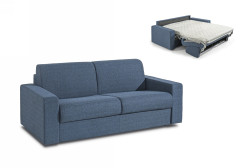Modrest Made in Italy Urrita - Modern Blue Fabric Sofa Bed w/ Queen Size Mattress