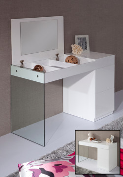 Modrest Volare - Modern White Floating Glass Vanity With Mirror