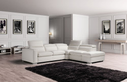 Estro Salotti Vertigo - Modern White Leather Right Facing Sectional Sofa with Storage
