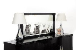 Baccarat - Transitional Black Crocodile Lacquer Mirror