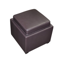 Divani Casa K-Y063 Full Leather Espresso Ottoman with Storage and End Table