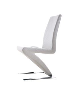 Modrest Y034 - Modern Pattern-Stitched White Leatherette Dining Chair