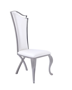 Modrest Bonnie Transitional White Leatherette & Black Stainless Steel Dining Chair (Set of 2)