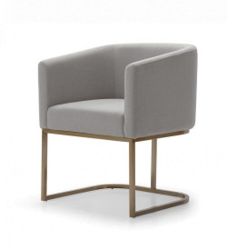 Modrest Yukon - Modern Medium Grey Fabric & Antique Brass Dining Chair