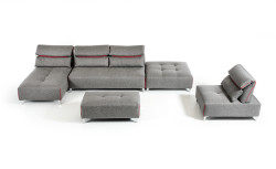 David Ferrari Zip - Modern Grey Fabric Modular Sectional Sofa