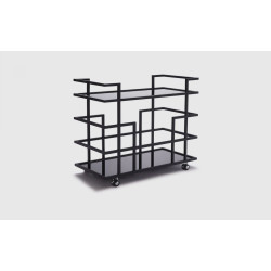 Modrest Deakin - Black Stainless Steel and Black Glass Wine Rack