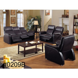 Divani Casa New Black Genuine Leather Sofa Set with Recliners