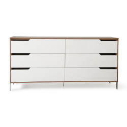 Modrest River Modern White & Walnut Dresser
