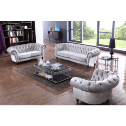 Divani Casa Alexandrina Grey Tufted Fabric Sofa Set