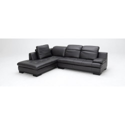 1052 - Espresso Bonded Leather Sectional Sofa (Left Facing Chaise)