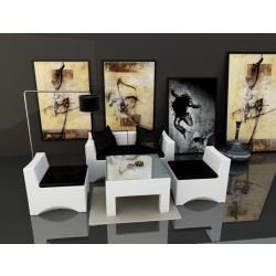 Modern LED 5 Piece Patio Lounge Set 