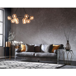 Divani Casa Lawton Modern Grey Leather & Acrylic Sofa