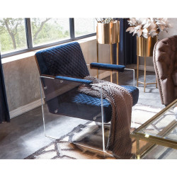 Divani Casa Edmond Modern Blue Velvet & Acrylic Lounge Chair