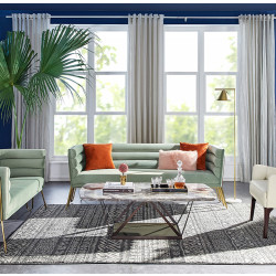 Divani Casa Bixby Modern Light Green Velvet & Gold Sofa