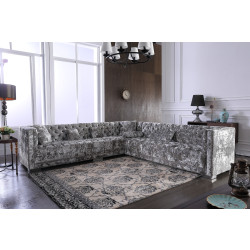 Divani Casa Fredrick - Modern Grey Crushed Velvet Sectional Sofa
