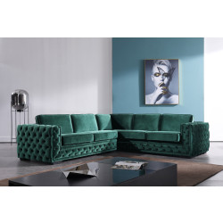 Divani Casa Jean Modern Green Velvet Sectional Sofa