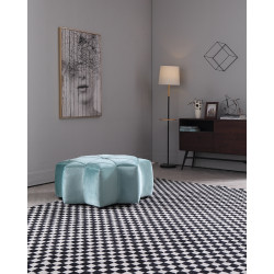 Divani Casa Colette Modern Blue Velvet Star Ottoman