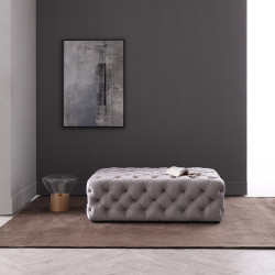 Divani Casa Spiegel Transitional Grey Velvet Tufted Ottoman