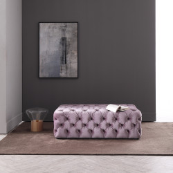 Divani Casa Spiegel Transitional Purple Velvet Tufted Ottoman