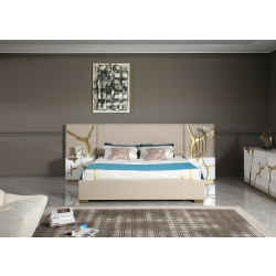 Modrest Aspen - Glam Beige Bonded Leather & Gold Bed