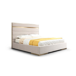 Modrest Cartier -  Modern Beige Velvet and Brushed Brass Bed