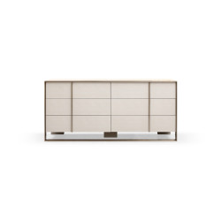 Nova Domus Cartier - Modern Beige Shagreen and Brushed Brass Dresser