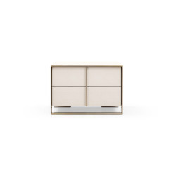 Nova Domus Cartier - Modern Beige Shagreen and Brushed Brass Nightstand
