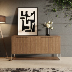 Modrest Heloise - Modern Walnut and Stainless Steel Buffet