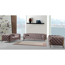 Divani Casa Sheila Modern Silver Fabric Sofa Set