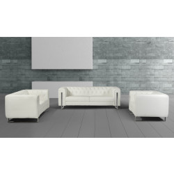 Divani Casa Salvia Modern White Leatherette Sofa Set