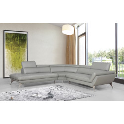 Divani Casa Graphite - Modern Grey Leather Left Facing Sectional Sofa
