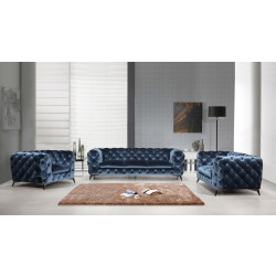 Divani Casa Delilah Modern Blue Fabric Sofa Set