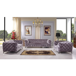 Divani Casa Delilah Modern Grey Fabric Sofa Set